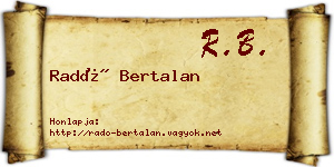 Radó Bertalan névjegykártya